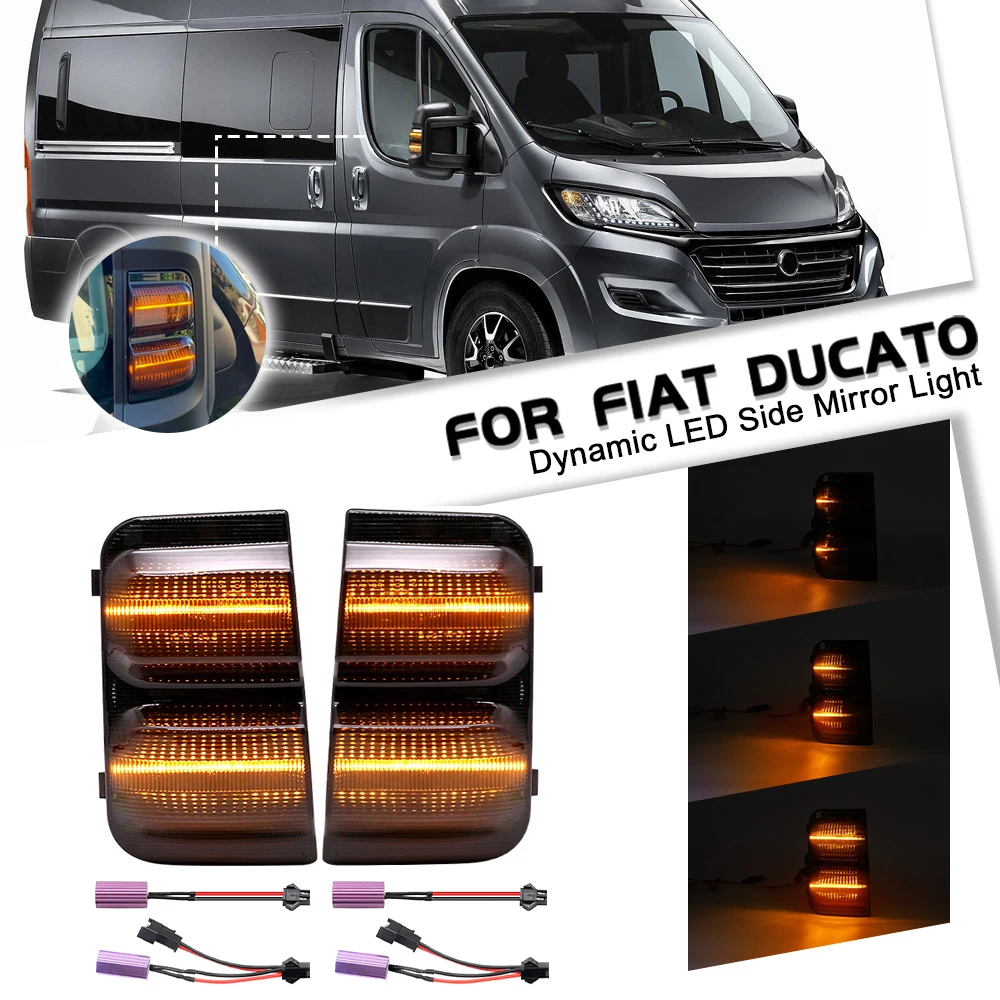 

For Peugeot Boxer Fiat Ducato Citroen Relay 2006- Dynamic LED Turn Signal Light Side Mirror Indicator Sequential Blinker Lamp