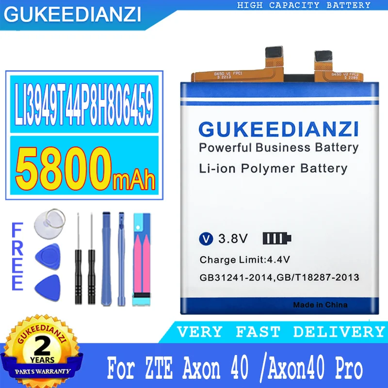 

5800mAh GUKEEDIANZI Battery LI3949T44P8H806459 For ZTE Axon 40 Ultra/Pro 40ultra A2023P/40pro A2023 Big Power bateria