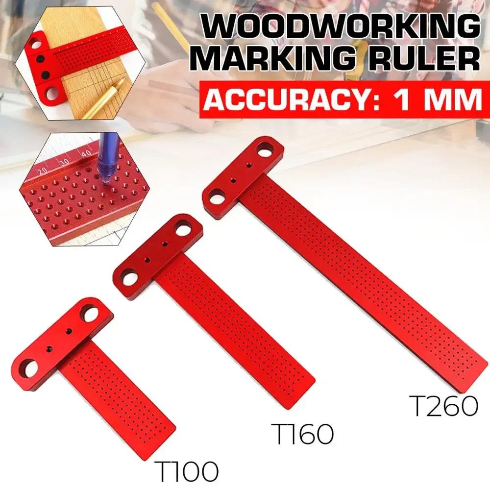 

Aluminium Alloy Hole Positioning Metric Measuring Ruler Woodworking Precision Marking Scriber