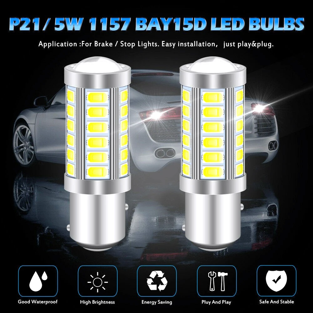 Лампа BAY15D, лампы 1157 светодиодный 12 В, 2 шт., светильник P21/5 W, STOP White 6000K 33 SMD 5 W, аксессуары для автомобиля, долговечная, практичная
Лампа BAY15D, лампы 1157 светодиодный 12 В, 2 шт., светильник P21/5 W, STOP White 6000K 33 SMD 5 W, аксессуары для автомобиля, долговечная, практичная