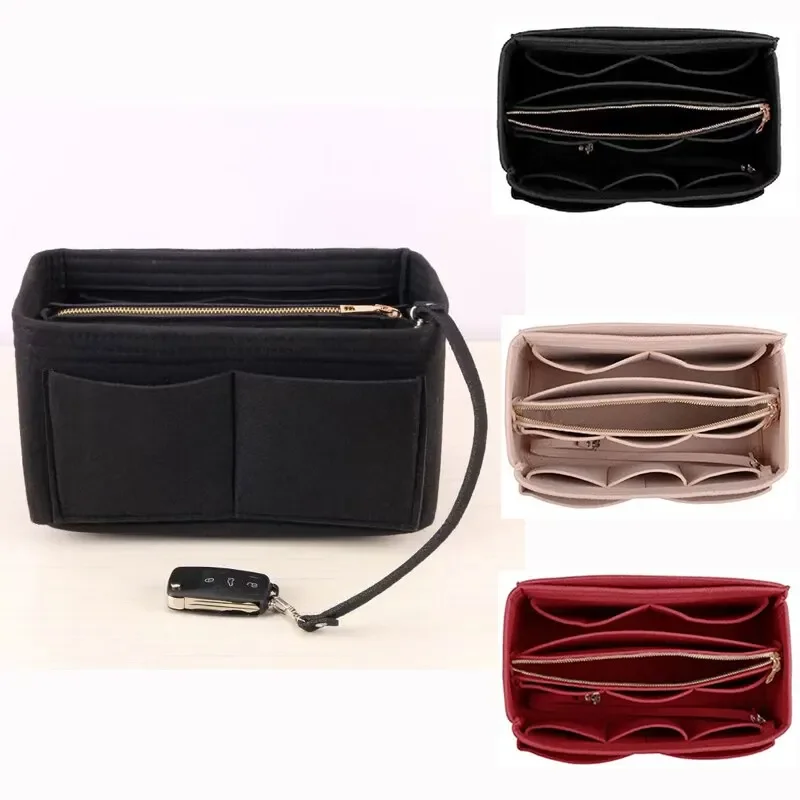 

New Women Make up Organizer Felt Insert Bag For Handbag Travel Inner Purse Portable Cosmetic Bags Fit Various Brand Bags ABC