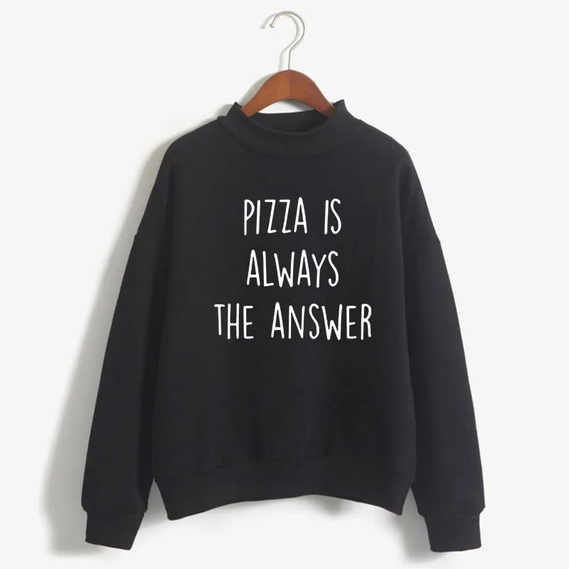 

Pizza is Always the Answer Print Women Sweatshirt Korean O-neck Knitted Pullover Thick Autumn Winter Candy Color women Clothes