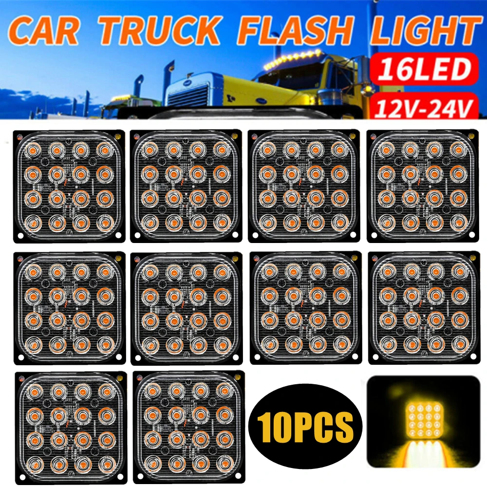10PCS Амбер вспышка 16LED Fso аварийная вспышка полицейская вспышка поворотная сигнальная лампа 12V - 24V
10PCS Амбер вспышка 16LED Fso аварийная вспышка полицейская вспышка поворотная сигнальная лампа 12V - 24V