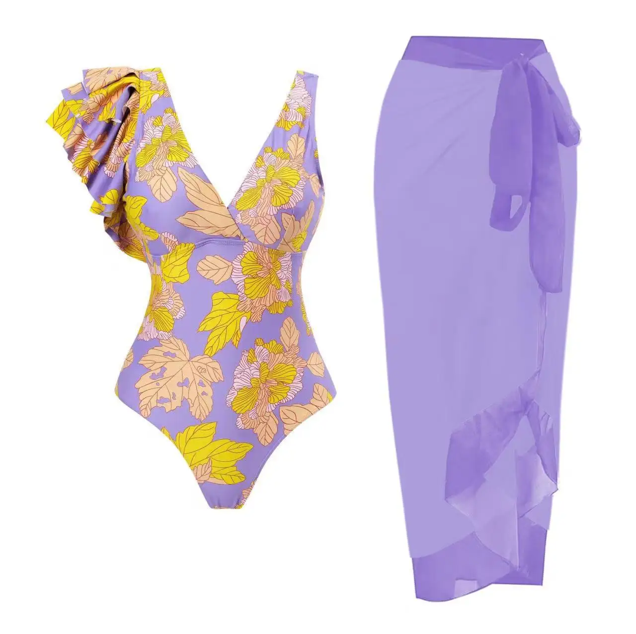 New Women's 2-Piece Bikini One-Piece Beach Falbala Swimsuit Printed Bikini Set One-Piece Slimming Swimsuit
New Women's 2-Piece Bikini One-Piece Beach Falbala Swimsuit Printed Bikini Set One-Piece Slimming Swimsuit