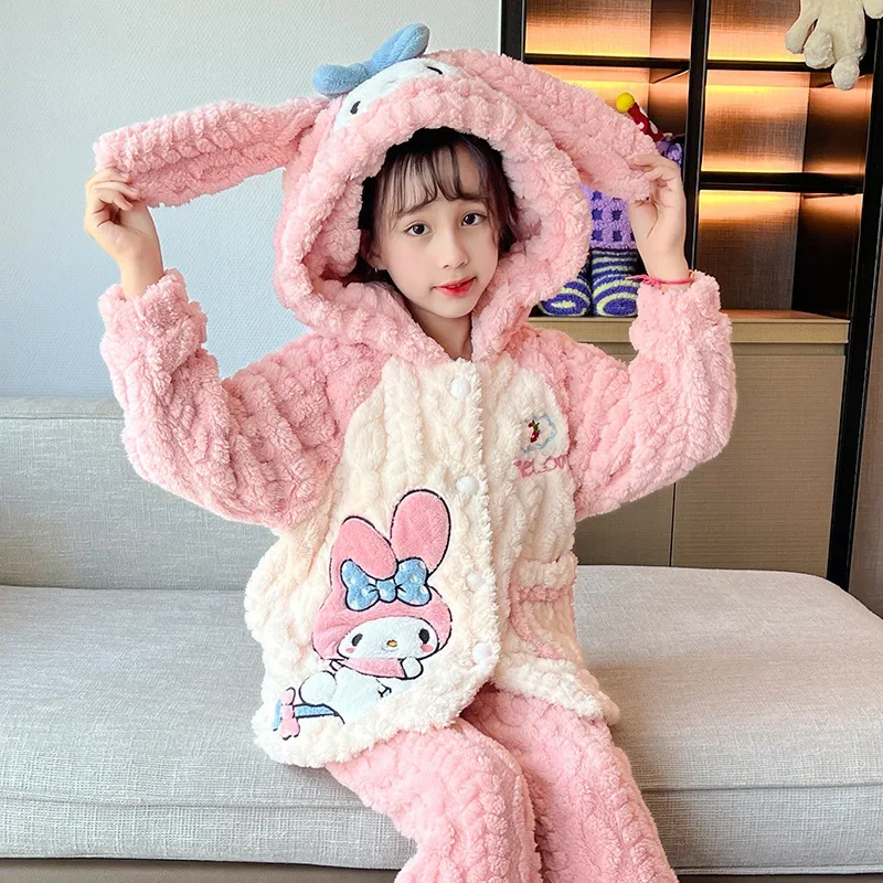 Winter Girls Cartoon Kuromis Melodys Pochaccos Pajamas Children's Coral Velvet and Fleece Thickened Flannel Boys Girls Homewear
Winter Girls Cartoon Kuromis Melodys Pochaccos Pajamas Children's Coral Velvet and Fleece Thickened Flannel Boys Girls Homewear