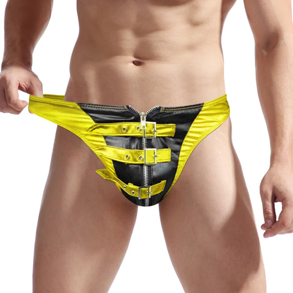 Sexy Men Briefs Synthetic Leather Big Pouch U Convex Lingerie T-back Hight Cut G-string Mens Zip Up Thongs Smooth Underwear
Sexy Men Briefs Synthetic Leather Big Pouch U Convex Lingerie T-back Hight Cut G-string Mens Zip Up Thongs Smooth Underwear