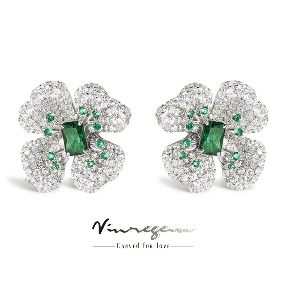 Vinregem Sparkling Emerald High Carbon Diamond Gemstone Flower Ear Stud Earrings for Women 100% 925 Sterling Silver Fine Jewelry 
Vinregem Sparkling Emerald High Carbon Diamond Gemstone Flower Ear Stud Earrings for Women 100% 925 Sterling Silver Fine Jewelry