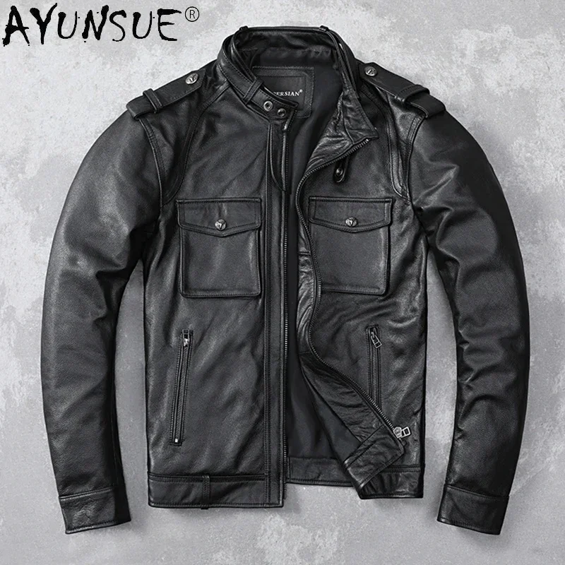 AYUNSUE New Autumn Genuine Cow Leather Jacket Men Spring Motorcycle Coat Stand Collar Men's Clothing Chaquetas Hombre WPY4413
AYUNSUE New Autumn Genuine Cow Leather Jacket Men Spring Motorcycle Coat Stand Collar Men's Clothing Chaquetas Hombre WPY4413