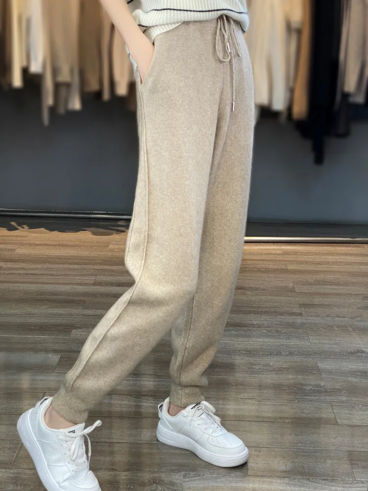 Autumn Winter Women Middle Waist Bloomers Pants 100% Merino Wool Soft Warm Basic Casual Pencil Trousers Cashmere Knitwear
Autumn Winter Women Middle Waist Bloomers Pants 100% Merino Wool Soft Warm Basic Casual Pencil Trousers Cashmere Knitwear