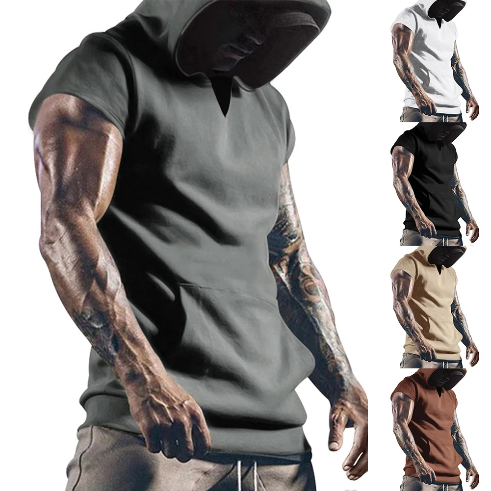 Mens Summer Sports Vest Solid Hooded Sleeveless T-Shirt With Pocket Fitness Muscle Vests Tank Tops Gym Bodybuilding Hoodie
Mens Summer Sports Vest Solid Hooded Sleeveless T-Shirt With Pocket Fitness Muscle Vests Tank Tops Gym Bodybuilding Hoodie