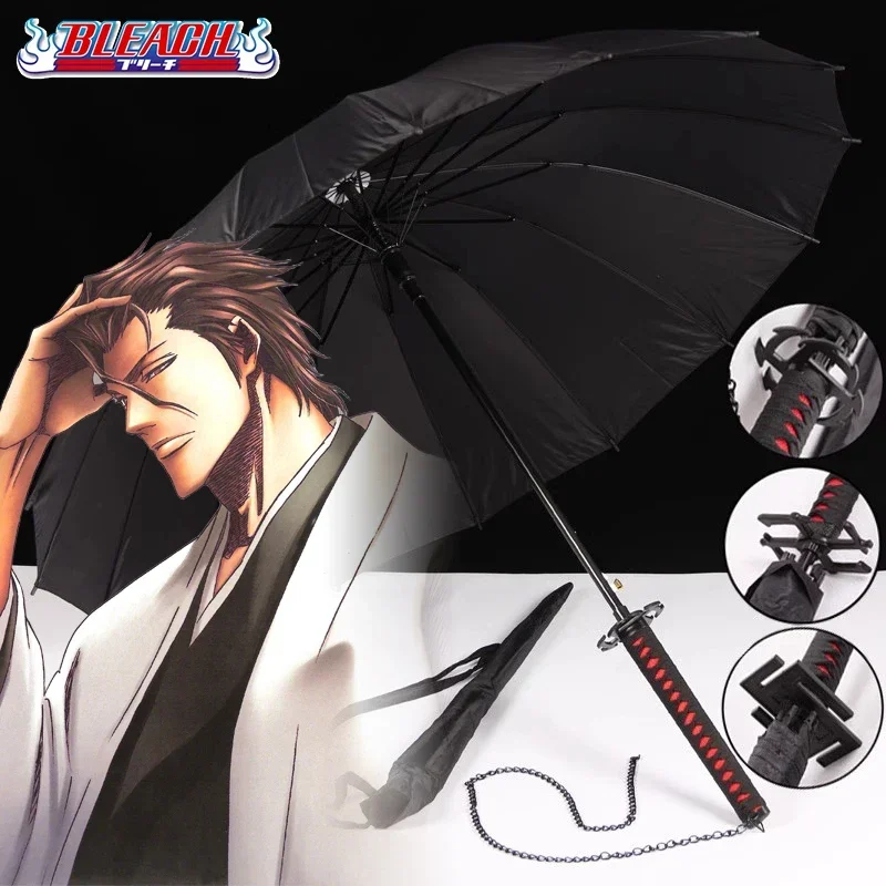 

Bleach Katana Umbrellas Kurosaki Ichigo Long Handle Parasol Toushirou Aizen Sousuke Anime Samurai Sword Parasol Katana Umbrella