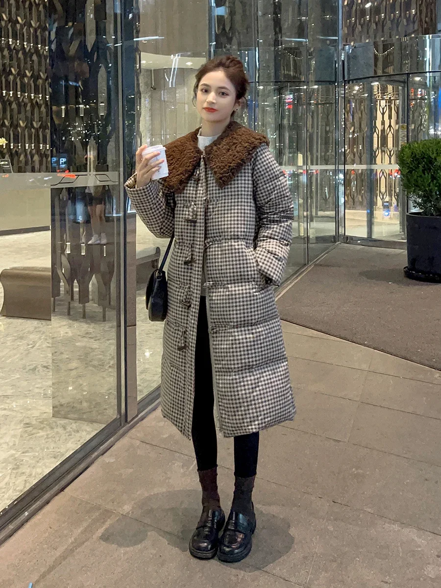 Women 2024 Winter Fashion Long White Duck Down Coats Female Loose Plaid Overcoats Ladies Stitching Thick Warm Jackets Q912
Women 2024 Winter Fashion Long White Duck Down Coats Female Loose Plaid Overcoats Ladies Stitching Thick Warm Jackets Q912