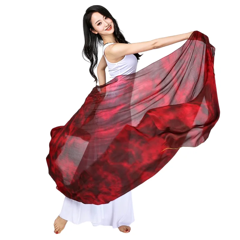 

Black Red Tie Dye Women 100% Silk Belly Dance Veils 98*44 Inch Belly Dancer Scarf Veil Bollywood Girl Accessory Free Shipping