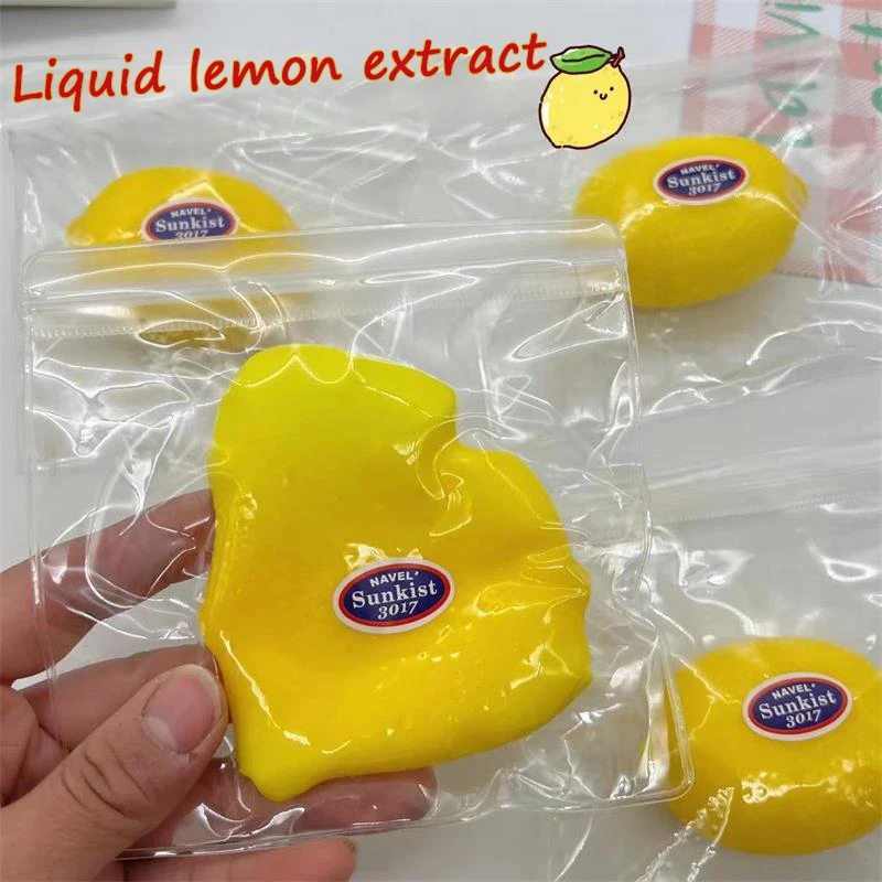 

Soft Glue Fluid Lemon Pinch Decompression Toy Simulation Food Cute Lemon Squeeze Slow Rebound Toy Creative Cement Feel Vent Toys