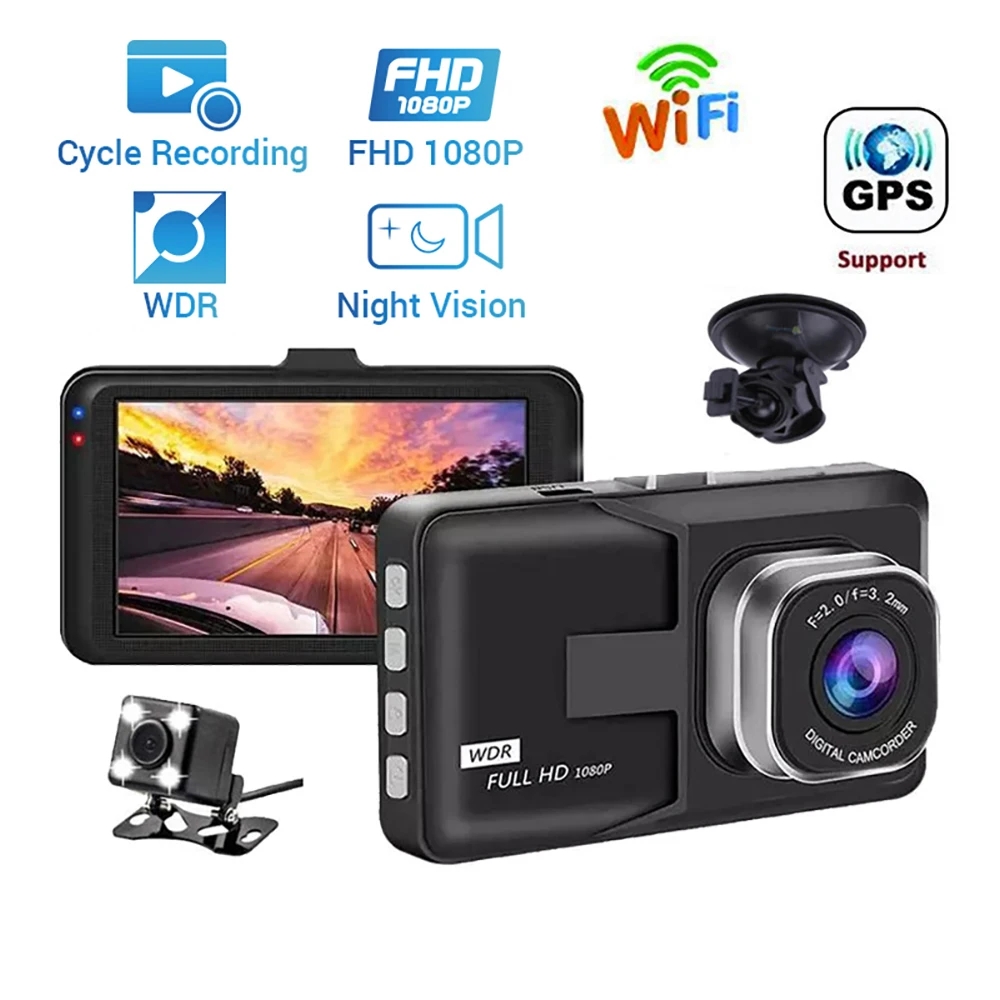 Car DVR WiFi Full HD 1080P Dash Cam Rear View Camera Video Recorder Black Box Night Vision Auto Dashcam Car Camera GPS Tracker
Car DVR WiFi Full HD 1080P Dash Cam Rear View Camera Video Recorder Black Box Night Vision Auto Dashcam Car Camera GPS Tracker
