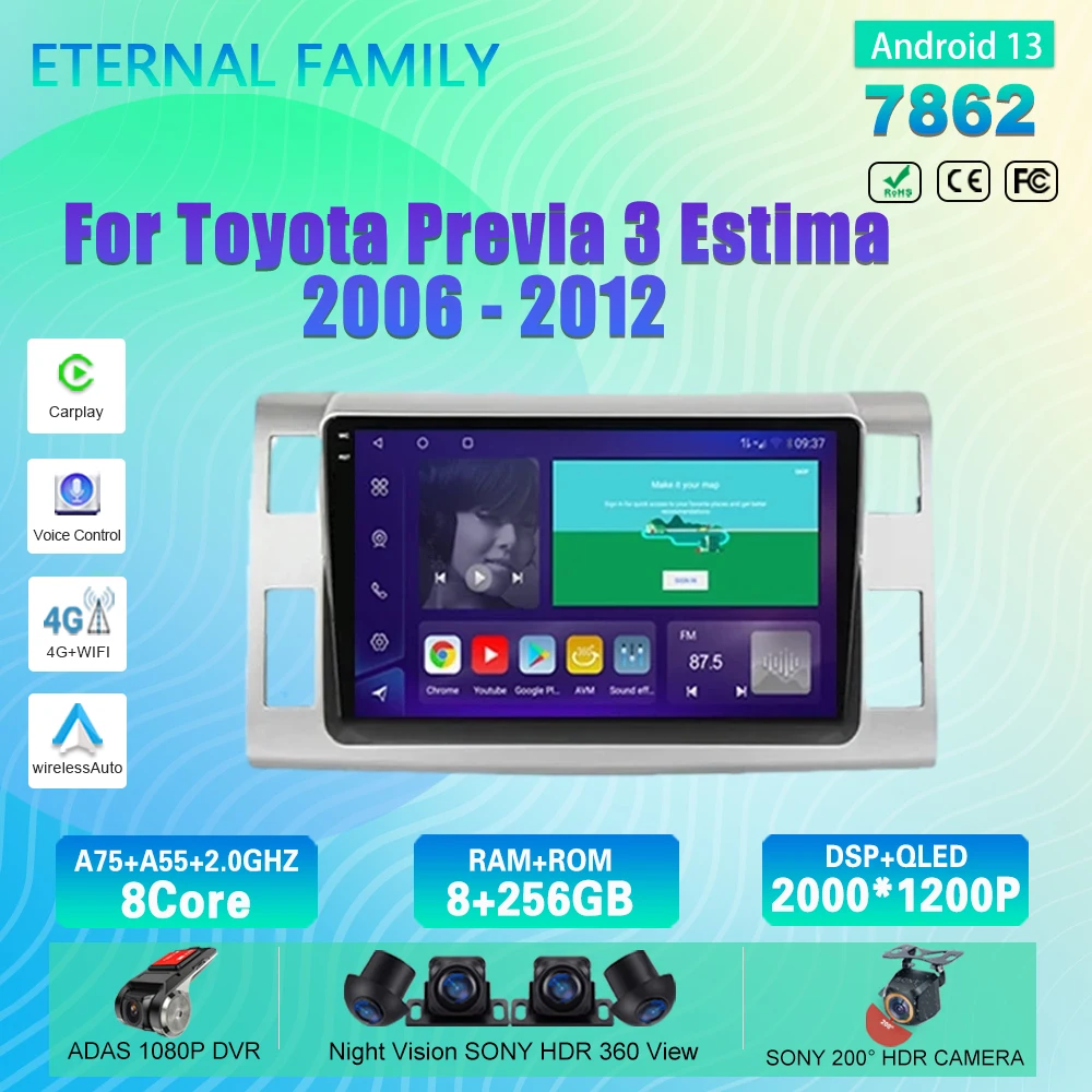 Автомобильный радиоприемник Android 13 для Toyota Previa 3 XR50 Estima 2006 - 2012 GPS Видео мультимедийный стерео плеер CarPlay Android Авто QLED BT
Автомобильный радиоприемник Android 13 для Toyota Previa 3 XR50 Estima 2006 - 2012 GPS Видео мультимедийный стерео плеер CarPlay Android Авто QLED BT