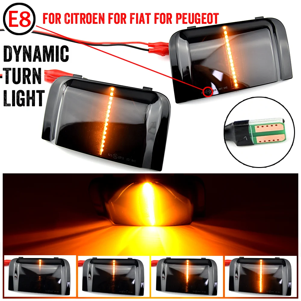 

LED Dynamic Side Mirror Blinker Signal Double the Light Lines Lamps For Fiat Ducato Pugeot Boxer Citroen Jumper Relay 2006-up