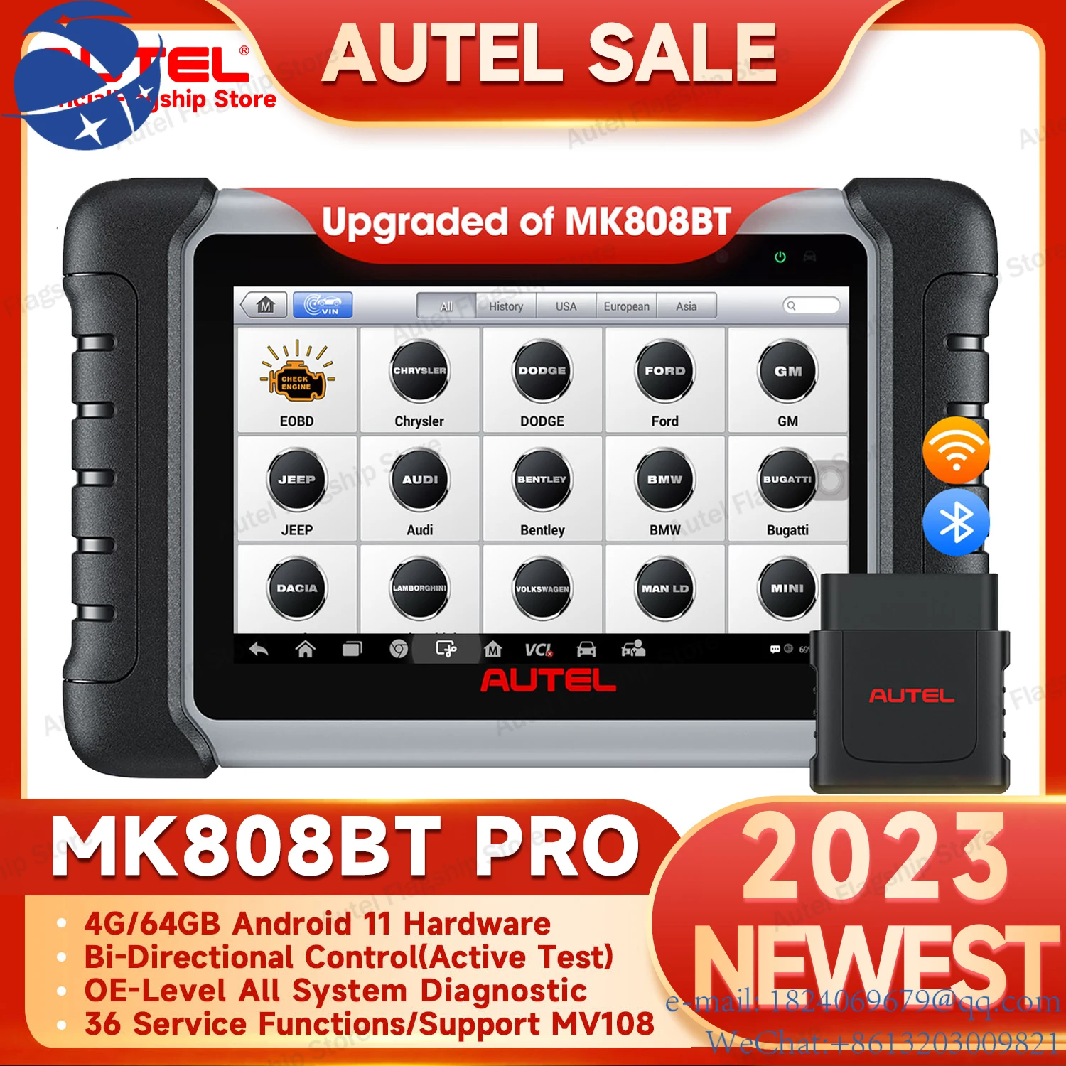 Автомобильный диагностический сканер YUN YIAutel MaxiCOM MK808BT Pro OBD2, считыватель кодов с активным тестом, диагностика всех систем, 28 + Servic
Автомобильный диагностический сканер YUN YIAutel MaxiCOM MK808BT Pro OBD2, считыватель кодов с активным тестом, диагностика всех систем, 28 + Servic