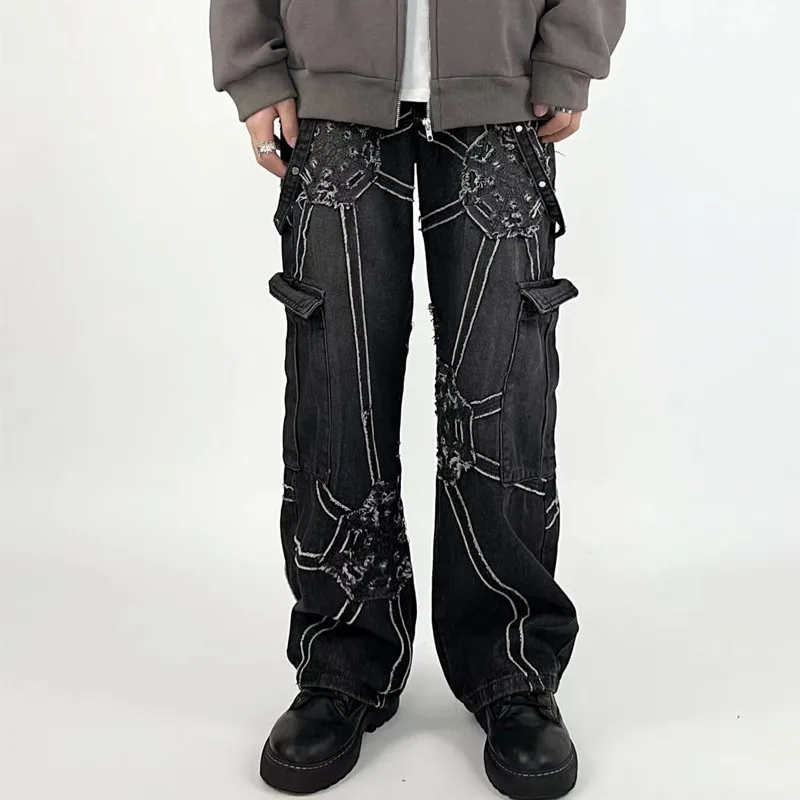 2023 Vibe Style Gear Patchwork Black Hip Hop Baggy Men Jeans Pants Dark Streetwear Straight Punk Cargo Denim Trousers Pantalones
2023 Vibe Style Gear Patchwork Black Hip Hop Baggy Men Jeans Pants Dark Streetwear Straight Punk Cargo Denim Trousers Pantalones