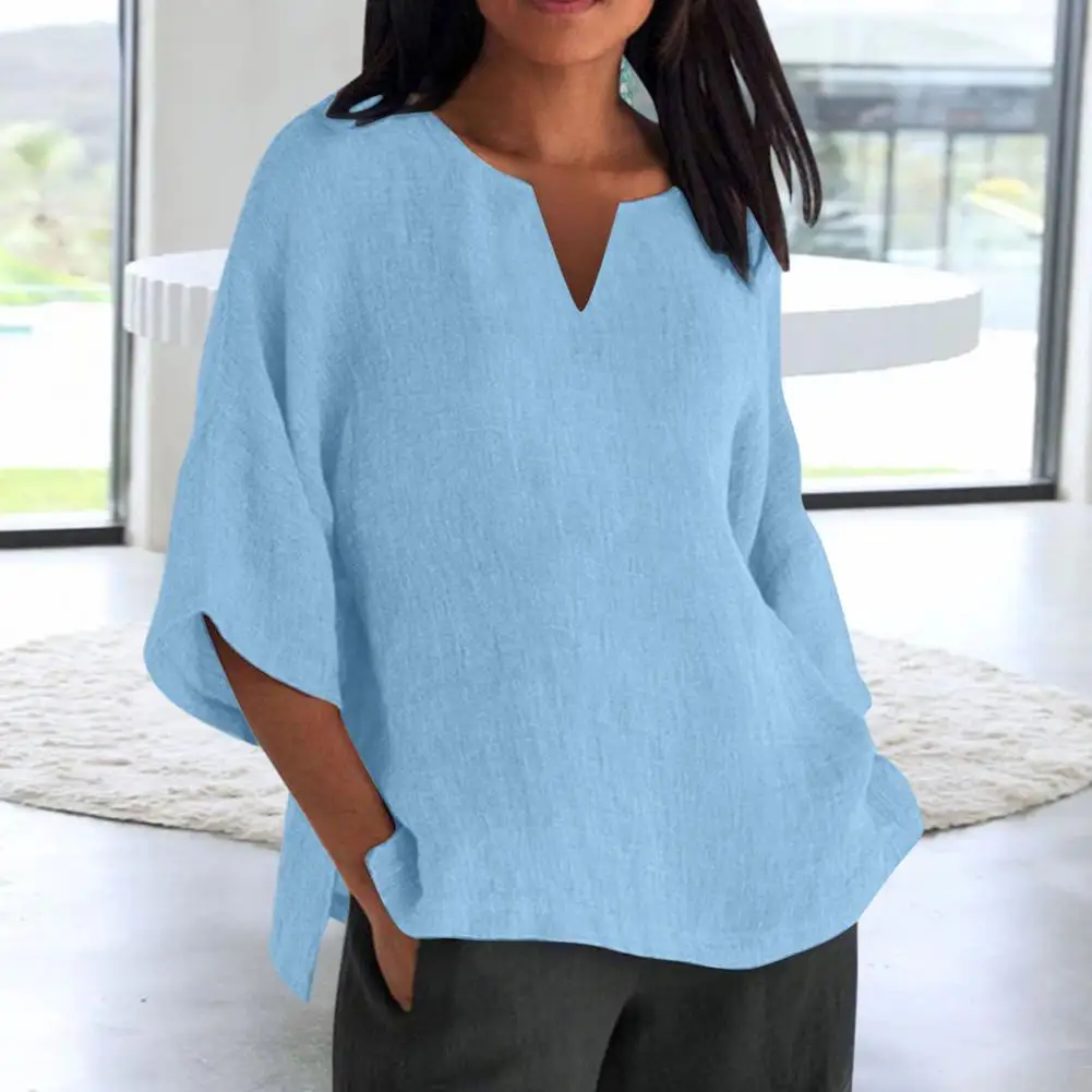 Comfortable 3/4 Sleeve Blouse Women V-neck Shirt Stylish Women's V-neck 3/4 Sleeve Shirt Loose Fit Side Split for Spring/autumn
Comfortable 3/4 Sleeve Blouse Women V-neck Shirt Stylish Women's V-neck 3/4 Sleeve Shirt Loose Fit Side Split for Spring/autumn