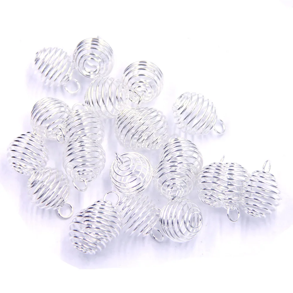 50Pcs Pendants Beads Spiral Cages Alloy Round Silver Plated For Charms Necklaces Jewelry DIY Findings 18x15mm
50Pcs Pendants Beads Spiral Cages Alloy Round Silver Plated For Charms Necklaces Jewelry DIY Findings 18x15mm