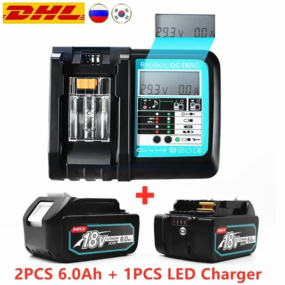 NEW With LCD Charger Rechargeable Battery 18 V 6000mAh Lithium ion for Makita 18v Battery 6Ah BL1840 BL1850 BL1830 BL1860 LXT400
NEW With LCD Charger Rechargeable Battery 18 V 6000mAh Lithium ion for Makita 18v Battery 6Ah BL1840 BL1850 BL1830 BL1860 LXT400