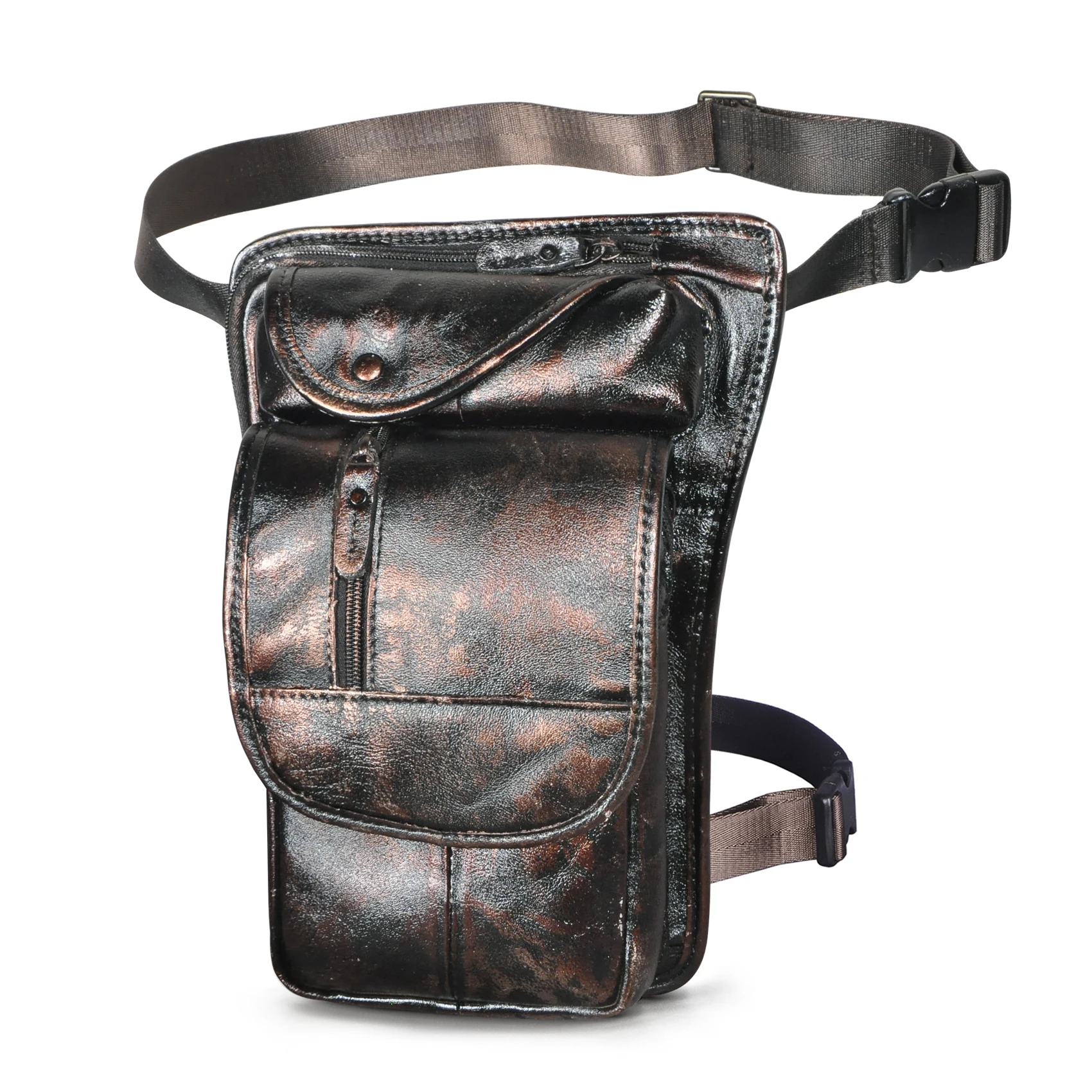 

Cattle Real Leather Men Design 8" Tablet Satchel Sling Bag Multi-function Coffee Travel Fanny Waist Belt Pack Leg Bag 3112