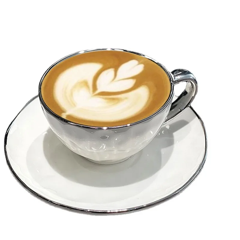 High-value Electroplated Silver Edge Exquisite Afternoon Tea Coffee Cup Ceramic Nordic Style Coffee Cup and Saucer
High-value Electroplated Silver Edge Exquisite Afternoon Tea Coffee Cup Ceramic Nordic Style Coffee Cup and Saucer