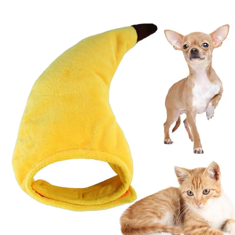 

Cute Banana Shape Cat Hat Funny Hat For Cats Puppy Warm Plush Pet Hat Headgear Cosplay Props PhotoProp Kitten Headwear Supplies