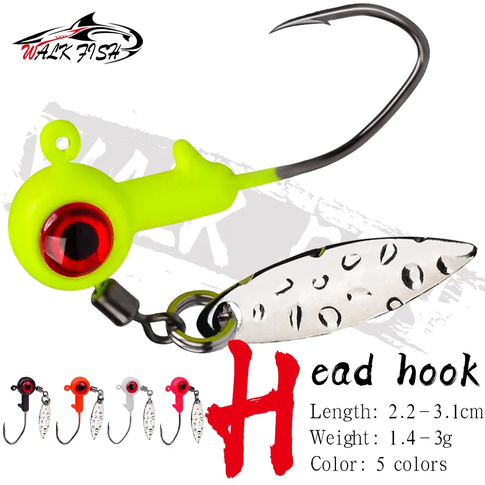 WALK FISH 5 шт. крючки с мормышкой 1,4 г 1,6 г 3 г с открытым колючим крючком, мягкие крючки для приманки с металлической ложкой, Спиннер, рыболовные снасти
WALK FISH 5 шт. крючки с мормышкой 1,4 г 1,6 г 3 г с открытым колючим крючком, мягкие крючки для приманки с металлической ложкой, Спиннер, рыболовные снасти