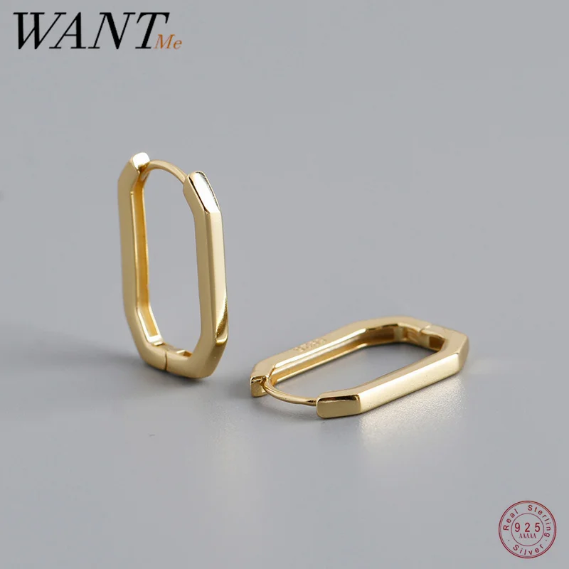 

Женские и мужские минималистичные серьги-кольца WANTME, из стерлингового серебра 925 пробы, квадратные модные французские серьги-кольца для пирсинга, ювелирные изделия