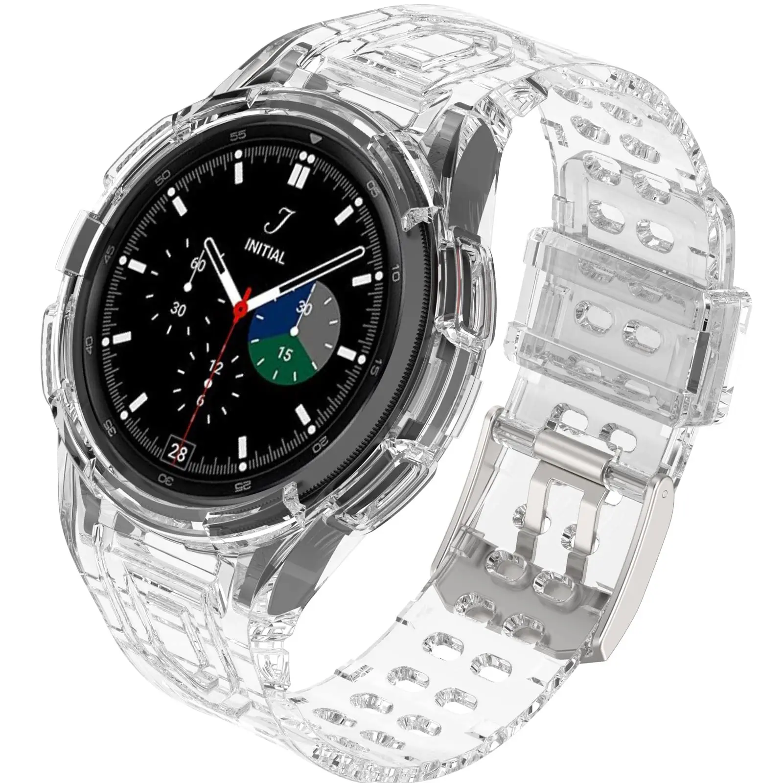 

Transparent Case+Ridge glacier strap For Samsung Watch 4 Classic 46mm smartwatch Bracelet Galaxy Watch 4/5 44mm 40mm 20mm bands
