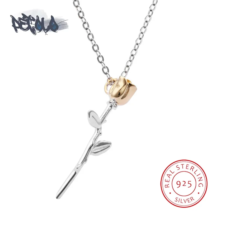 Exquisite 925 Sterling Silver Necklace for Women Fashion Rose Shaped Pendant Luxury Jewelry Anniversary Gift Clavicle Chain
Exquisite 925 Sterling Silver Necklace for Women Fashion Rose Shaped Pendant Luxury Jewelry Anniversary Gift Clavicle Chain