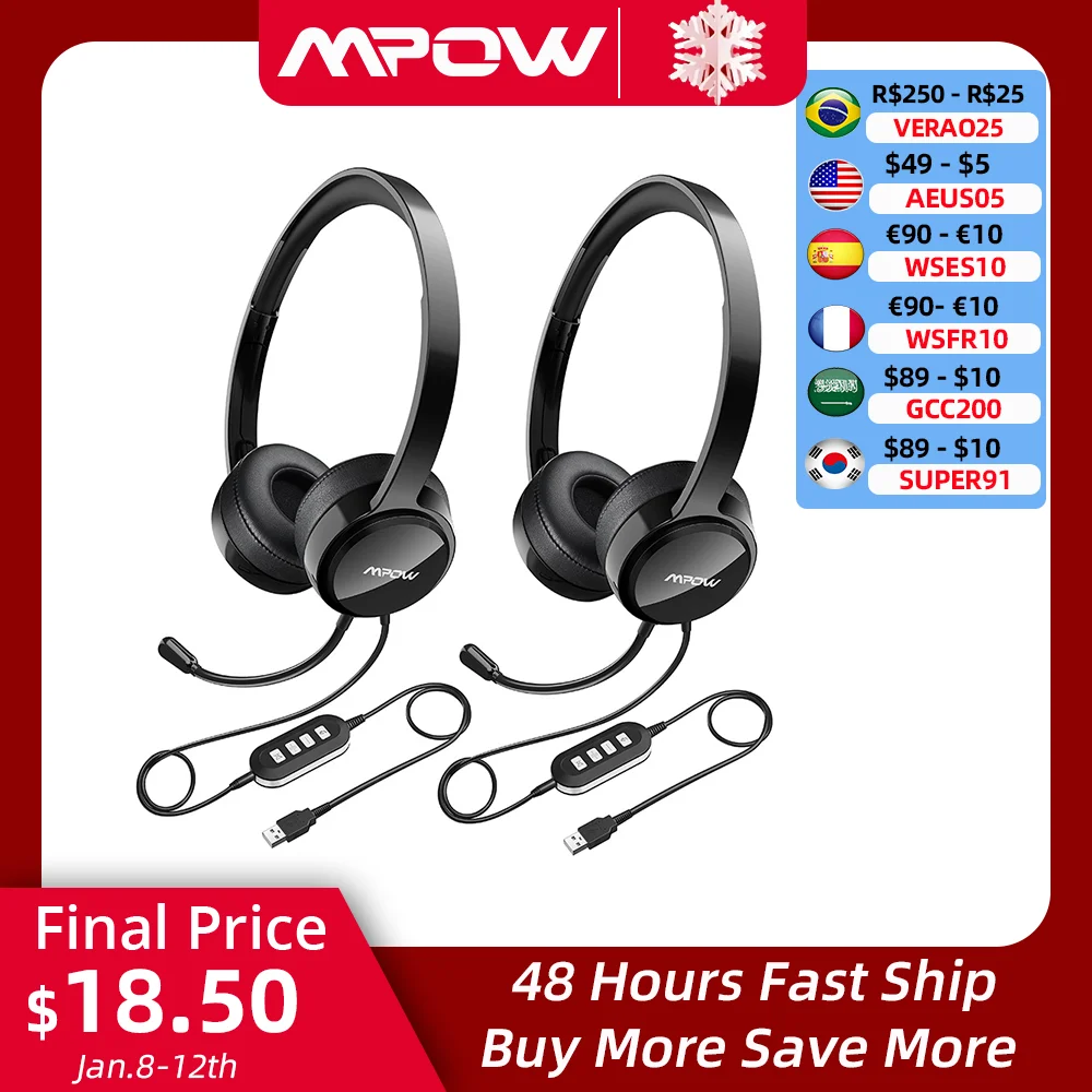 1/2PCS Mpow 071 USB 3.5mm Wired Headset with Noise Reduction Mic In-line Control Protein Memory Earmuff for Skype PC Call Center
1/2PCS Mpow 071 USB 3.5mm Wired Headset with Noise Reduction Mic In-line Control Protein Memory Earmuff for Skype PC Call Center