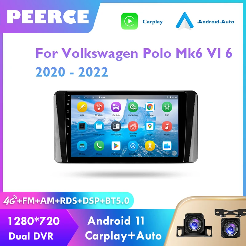 

PEERCE Android 12 For Volkswagen Polo Mk6 VI 6 2020-2022 Car Radio Video Multimedia Carplay Navigation Stereo GPS No 2Din 2 Din