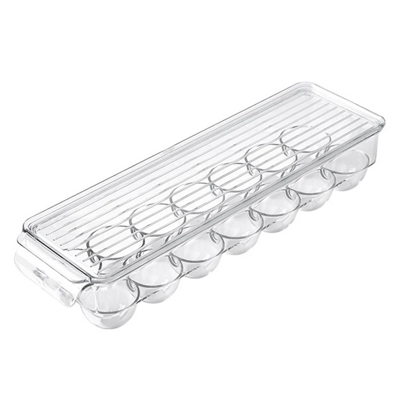 

Прозрачный пластиковый держатель для яиц-поднос для 14 яиц-без фотоэлементов с крышкой, контейнер для хранения в холодильнике, простой в использовании