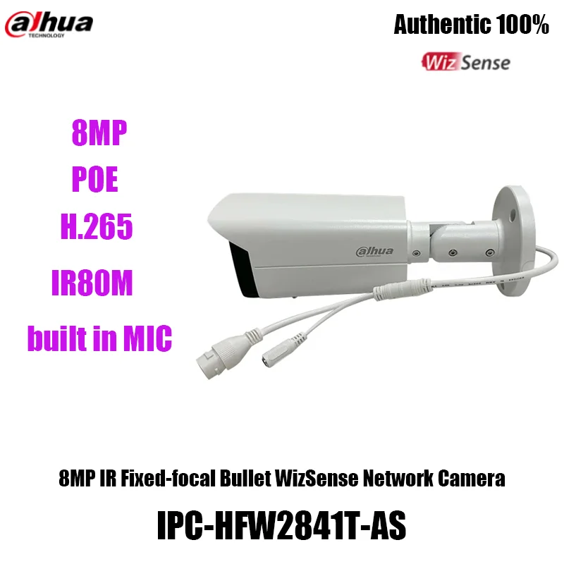 

Dahua IPC-HFW2841T-AS 8 Мп IPTV POE H.265 IR80M Встроенный микрофон WDR CCTV сетевая камера видеонаблюдения с фиксированным фокусным расстоянием WizSense
