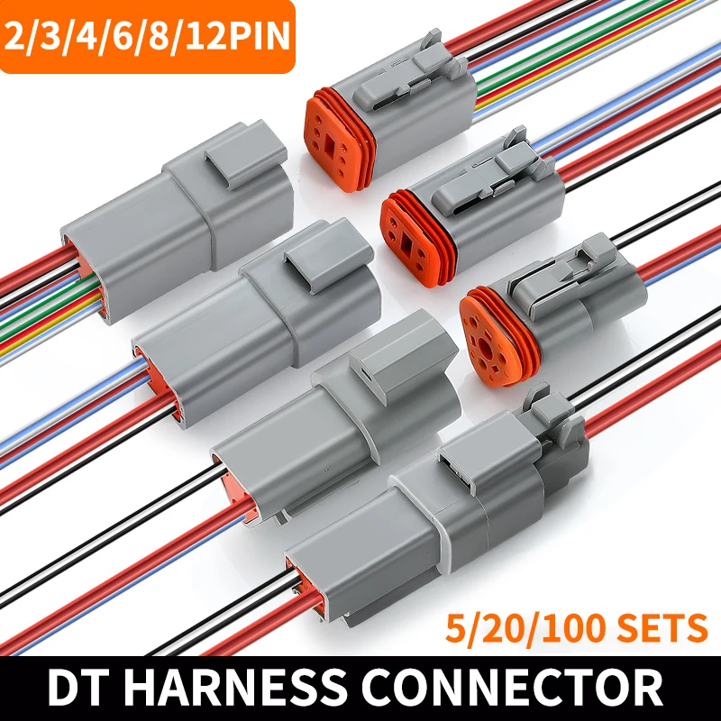 5/20/100 Sets Deutsch DT connector with 15cm Wiring harness DT06-2S/DT04-2P 2P 3P 4P 6P 8P 12P waterproof electrical connector
5/20/100 Sets Deutsch DT connector with 15cm Wiring harness DT06-2S/DT04-2P 2P 3P 4P 6P 8P 12P waterproof electrical connector
