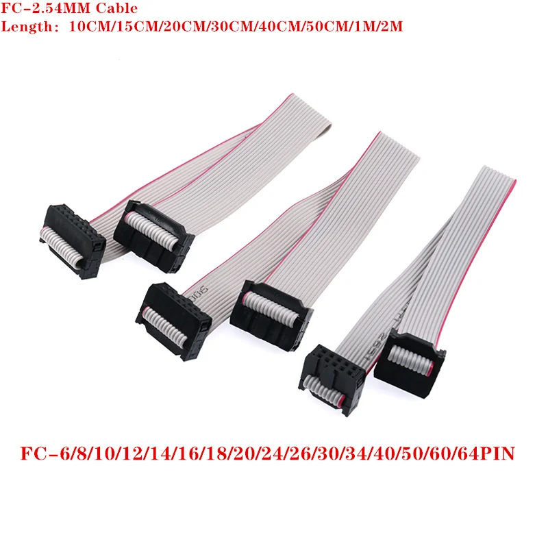 

2.54MM Pitch FC-6P/8/10/12/16/20/26/40/50/64 PIN JTAG ISP DOWNLOAD Cable Gray Flat Ribbon Data FOR DC3 IDC BOX HEADER