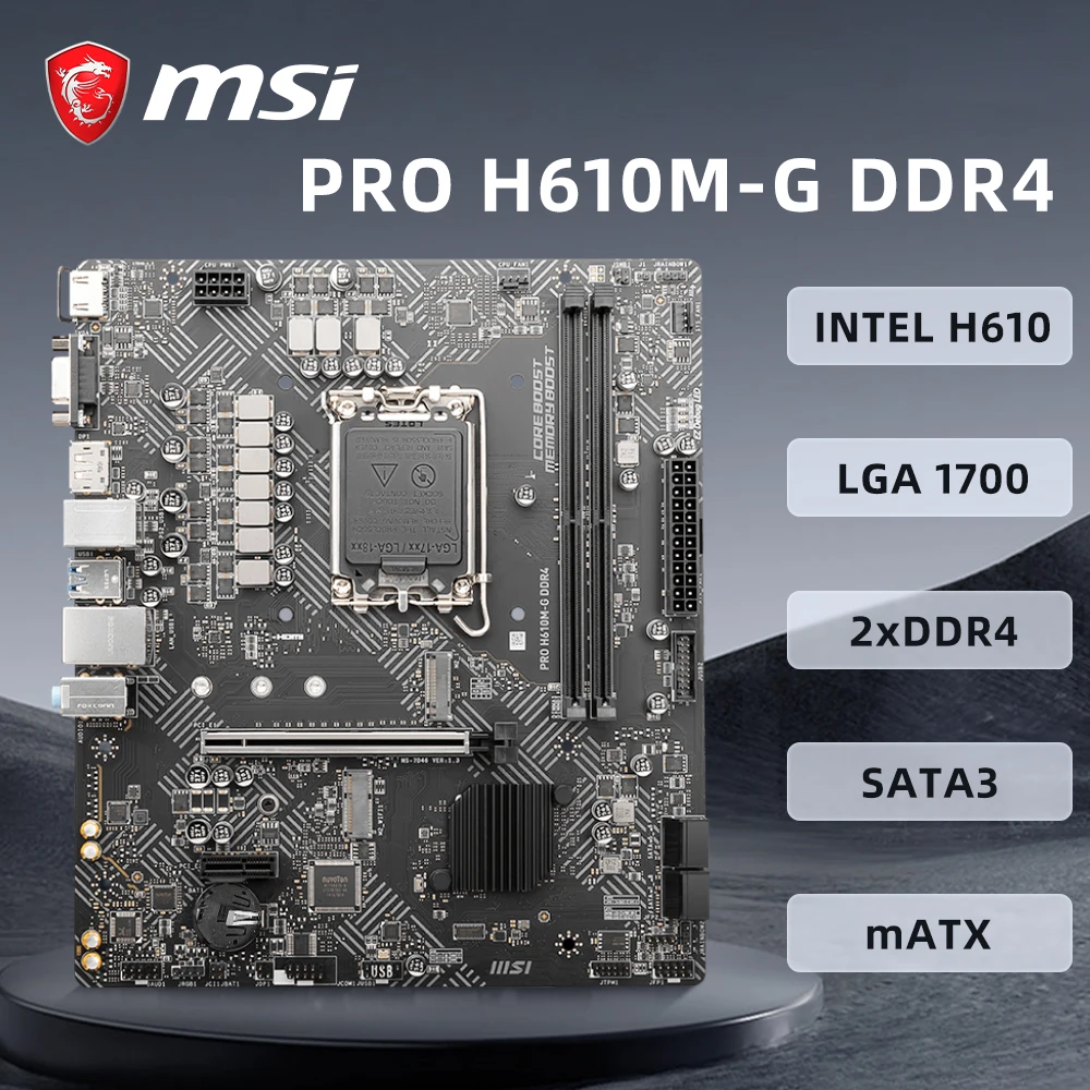 Материнская плата MSI PRO H610M-G DDR4 поддерживает LGA1700 i9-14900K i9-12900K CPU Intel H610 2xDDR4 xDDR4 PCIe3.0
Материнская плата MSI PRO H610M-G DDR4 поддерживает LGA1700 i9-14900K i9-12900K CPU Intel H610 2xDDR4 xDDR4 PCIe3.0