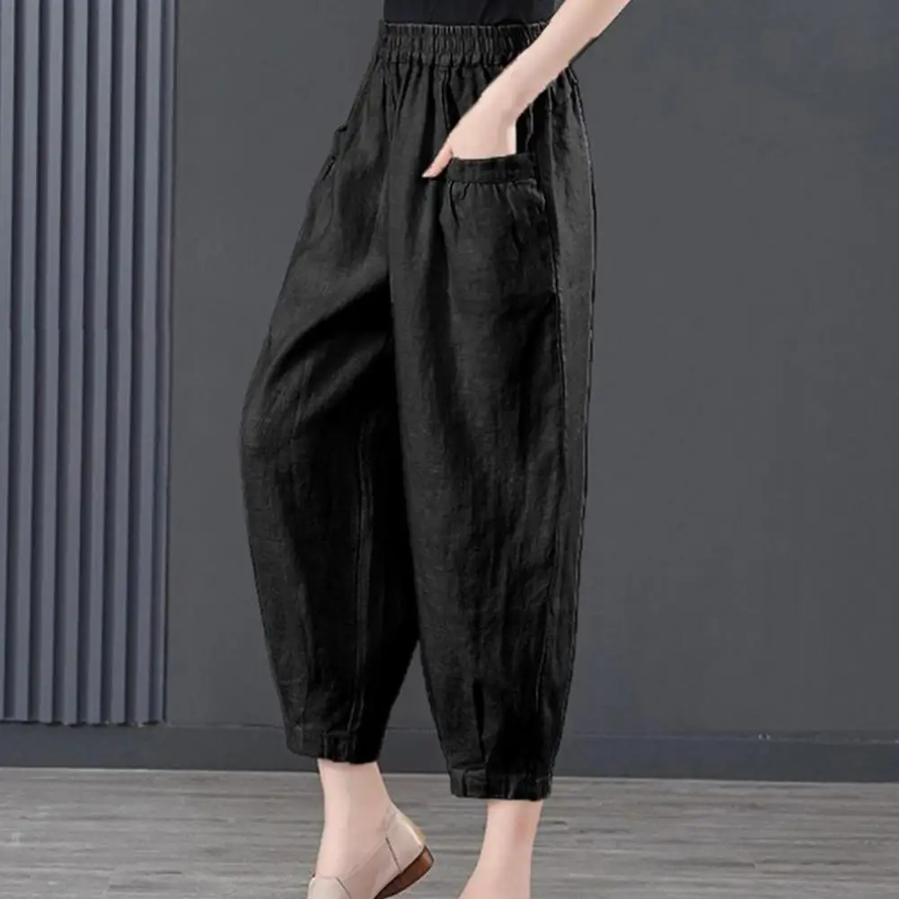 

Trousers Pants Elastic High Waist Harem Trousers for Women Solid Color Wide Leg Long Pants Streetwear Style for Spring Summer