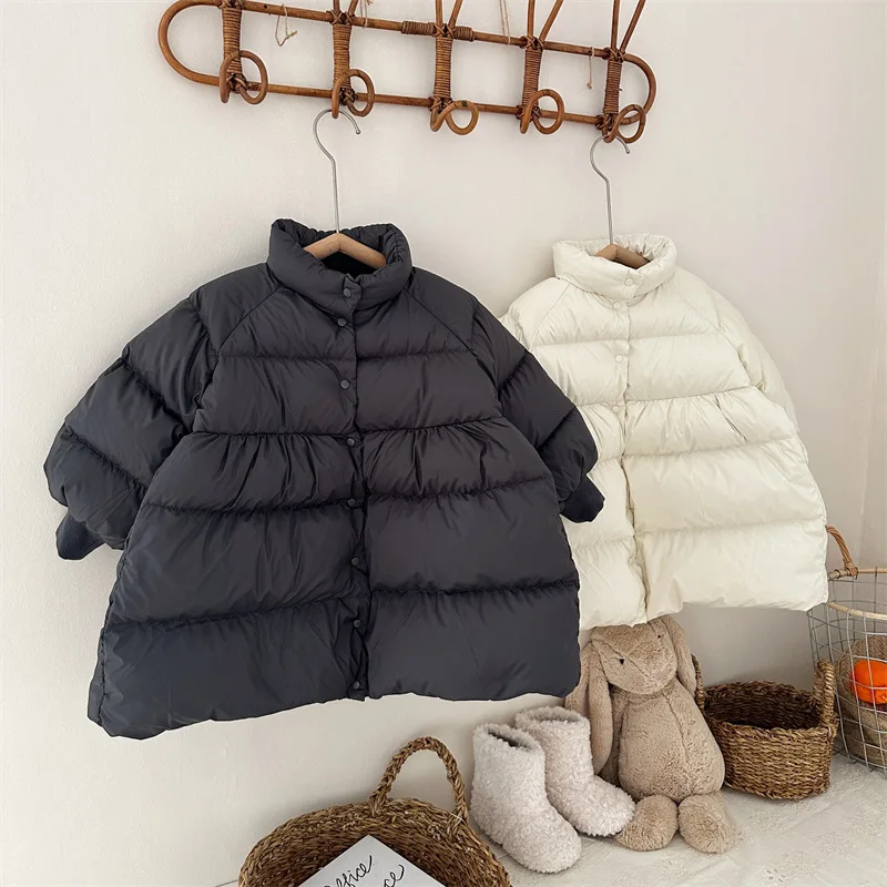 

HoneyCherry Winter New Girls 90% White Duck Down Medium-length Down Jacket Thickened Warm Loose Down Jacket