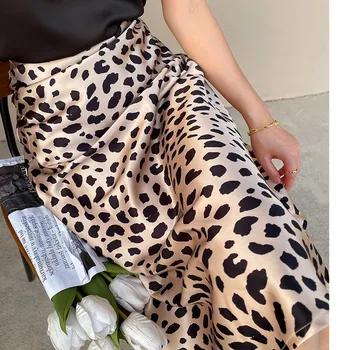 TRAF: A Skirts Guide to Elevate Your Summer Wardrobe 7 2023 Summer Leopard Print Skirt Women A-line High Waist Slik Satin Skirt Midi Elegant Vintage Long Skirt for Women