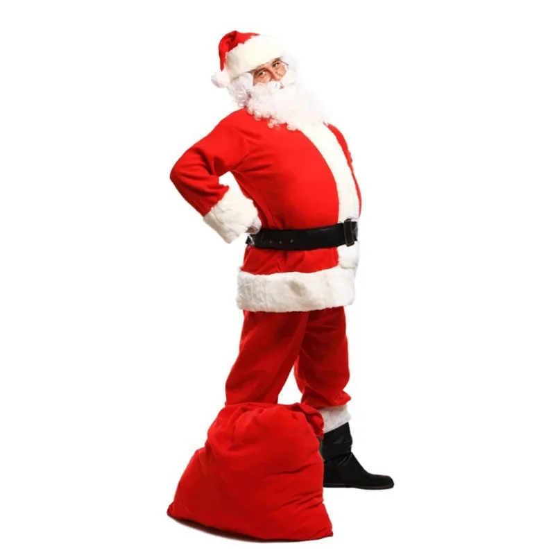 

Костюм для косплея Санта Клауса, Рождественский красный бархат, новый год, мужской роскошный классический комплект для взрослых, Рождественский карнавал, Костюмы для ролевых игр