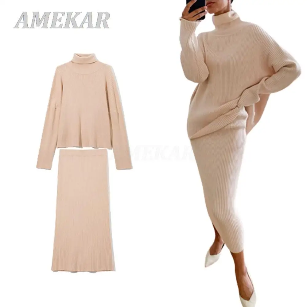 Women Elegant soft Knitted Sweater Skirt Set Turtle Neck Sweater & Midi Skirt Female Warm Suit 2022 Fashion Casual Two Pieces
Women Elegant soft Knitted Sweater Skirt Set Turtle Neck Sweater & Midi Skirt Female Warm Suit 2022 Fashion Casual Two Pieces