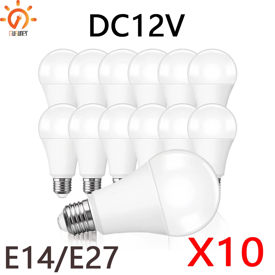 

10PCS/LOT LED Bulb DC 12V Lamp E27 LED Light Lampada 3W 5W 7W 12W 15W 36W Bombillas Led Lighting For 12 Volts Low Voltages Bulbs