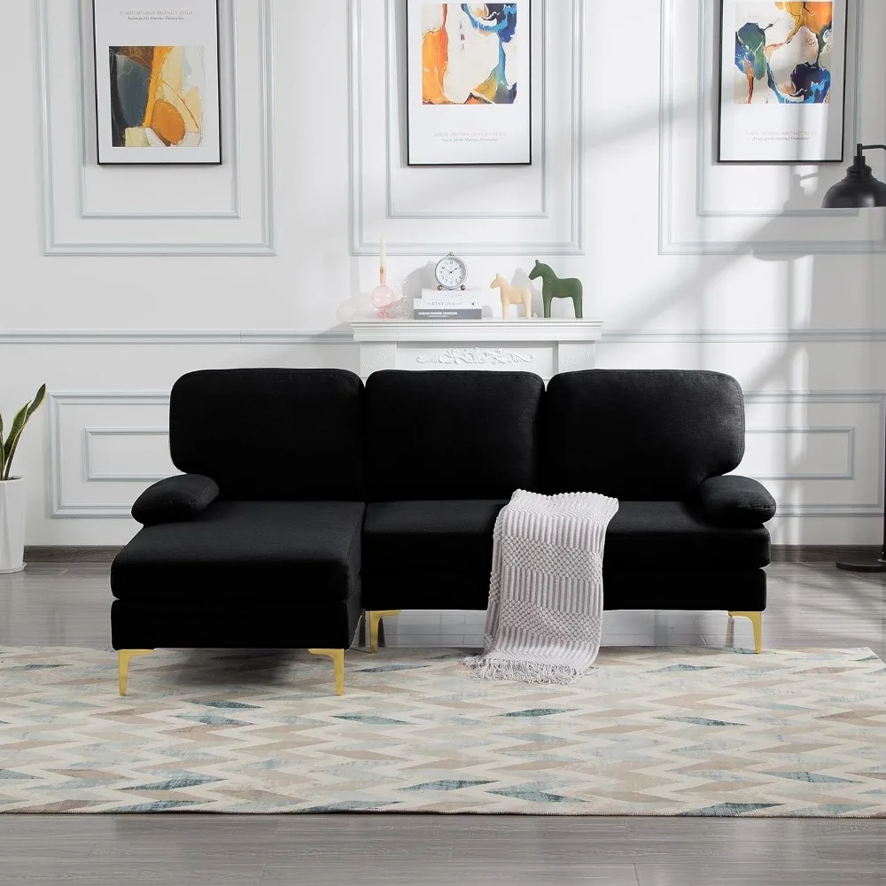 Sofa, 79.5" Modern Sectional Sofa, Living Room L-Shaped Sofa with Chaise Longue 3-seater Sofas and Metal Legs, Sofas
Sofa, 79.5" Modern Sectional Sofa, Living Room L-Shaped Sofa with Chaise Longue 3-seater Sofas and Metal Legs, Sofas