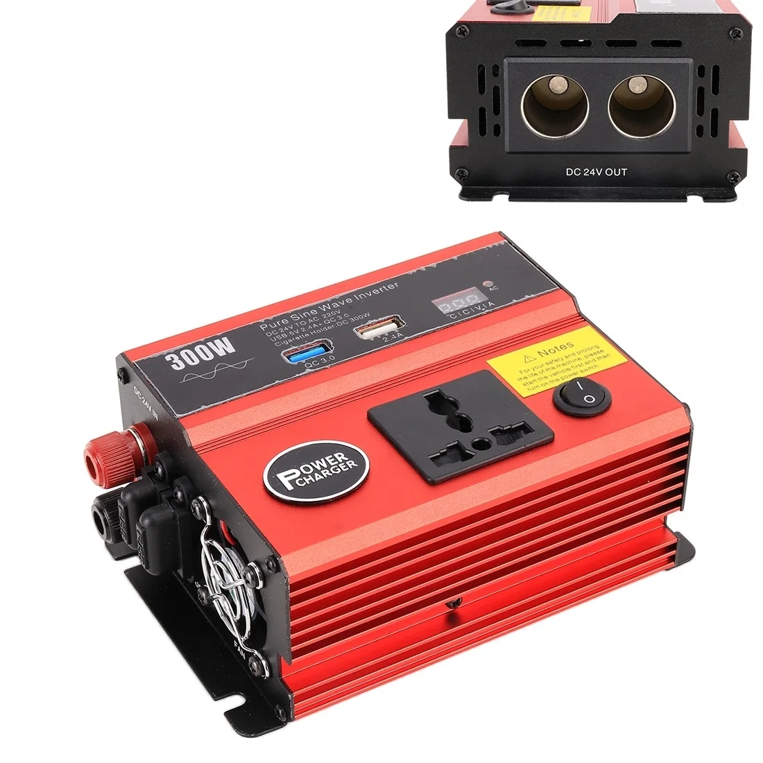 300W DC 24V to AC 220V Car Multi-functional Pure Sine Wave Power Inverter, Random Color Delivery
300W DC 24V to AC 220V Car Multi-functional Pure Sine Wave Power Inverter, Random Color Delivery