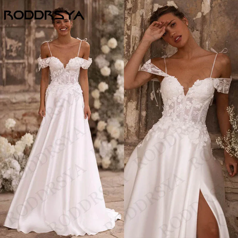 RODDRSYA Elegant Satin Wedding Dress 2024 Bride Spaghetti Straps Lace V Neck Off Shoulder Split Bridal Gown A Line Vestido Novia
RODDRSYA Elegant Satin Wedding Dress 2024 Bride Spaghetti Straps Lace V Neck Off Shoulder Split Bridal Gown A Line Vestido Novia