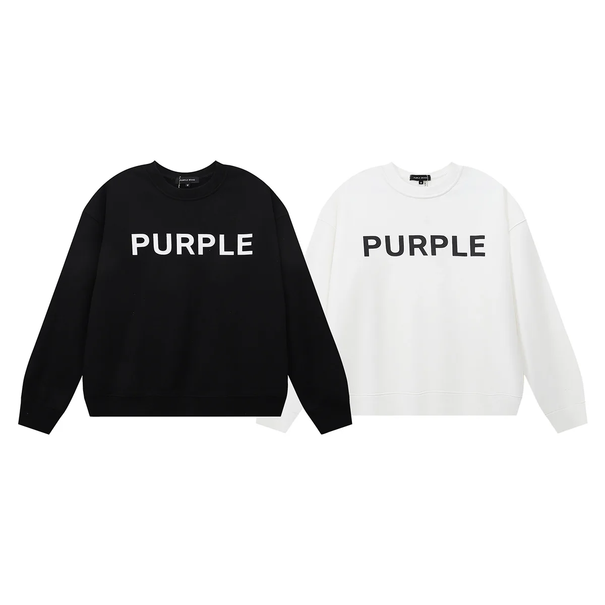 

New Fashion 1:1 24SS Tide Purple Brand Letter Printed Terry Casual Loose Round Neck Sweatshirt for Men and Women